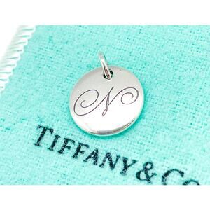 Tiffany & Co. Script Initial Letter N Disc Charm Sterling Silver Small